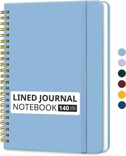 Miniatura 27 de Cuaderno rayado en espiral para mujeres y hombres, 140 páginas, cuaderno de tapa dura con rayas universitarias para trabajo y toma de notas, diarios