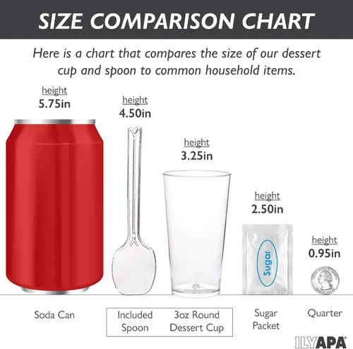 Miniatura 5 de Ilyapa Vasos de postre de plástico de 3 onzas, paquete de 50 mini tazas de postre con cucharas, taza pequeña transparente reutilizable