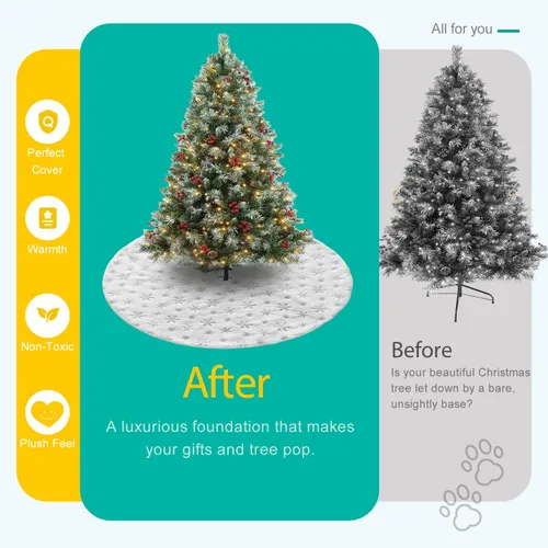Miniatura 4 de Falda de árbol de Navidad de 4 pies, color blanco - para árbol de Navidad de 6 pies, 7 pies, 8 pies, 9 pies, falda de árbol de Navidad con copos