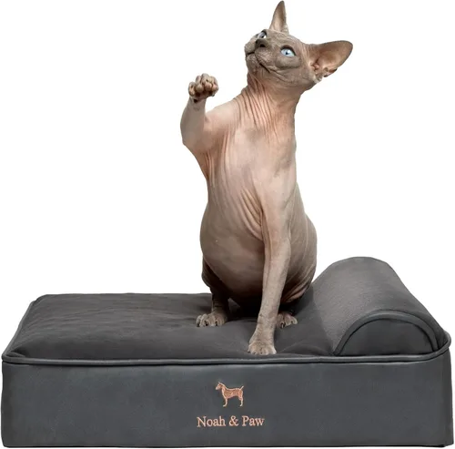 Miniatura 13 de NOAH & PAW Cama para perro, 28x23x7.5 pulgadas, camas ortopédicas para perros de tamaño mediano, espuma viscoelástica tipo cáscara de huevo Cuero