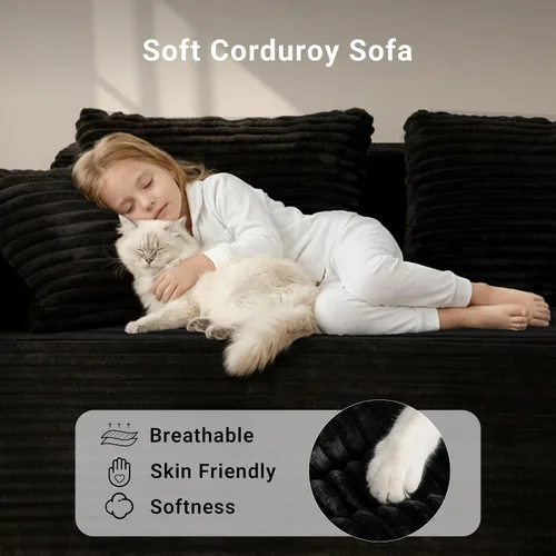 Miniatura 4 de YDN Sofá de sofá deshuesado de 110 pulgadas, sofás seccionales para sala de estar, sofá nube con diván, juego de sofá modular en forma de L, diván