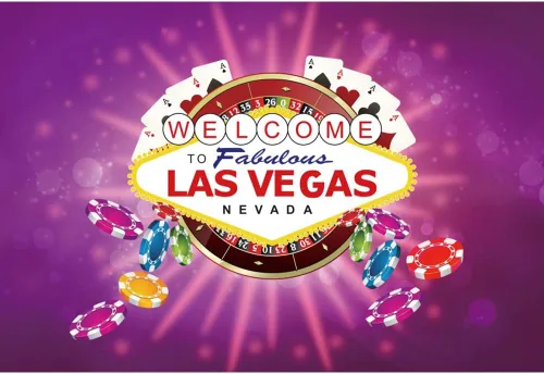 Leyiyi Welcome to Las Vegas Background - Telón de fondo de fotografía de 5 x 3 pies, diseño de casino, apuesta borrosa, fondo morado, decoración de