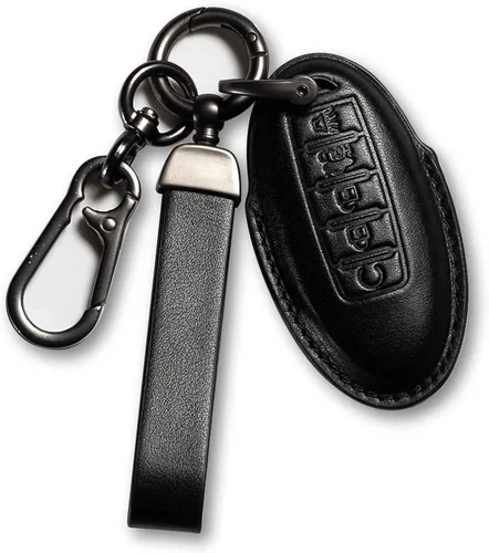 Funda de cuero para llavero Nissan Altima Armada Pathfinder Rogue Sport Sentra Versa Murano Infiniti Q50 Q60 QX50 QX60 QX80 QX70 accesorios