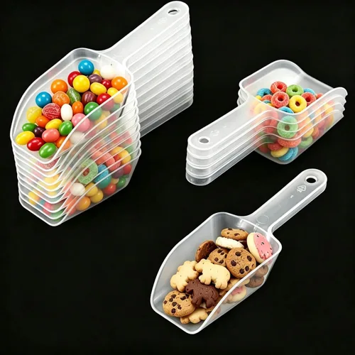 18 cucharas de plástico transparente para congelador, cucharas de servir de acrílico duraderas para recipientes de cocina, bufé de dulces, café,