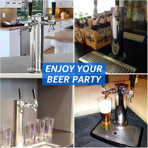 Miniatura 7 de MRbrew Kegerator - Dispensador de torre de grifo de cerveza con doble grifo, torre de cerveza, dispensador de cerveza de barril de acero inoxidable