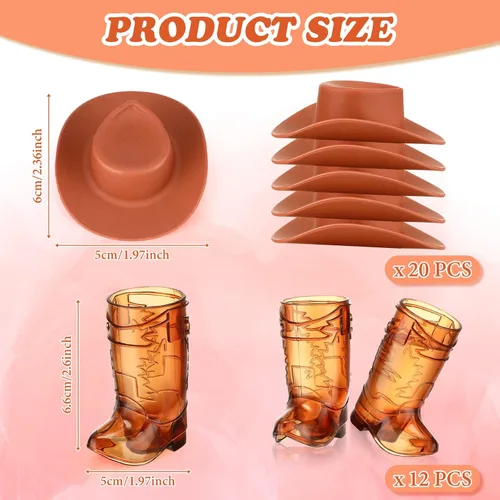 Miniatura 3 de Sieral 32 Piezas Vasos Mini Bota de Vaquero de Plástico Suministros para Fiestas de Vaquera Tazas de Plástico Occidentales para Decoraciones