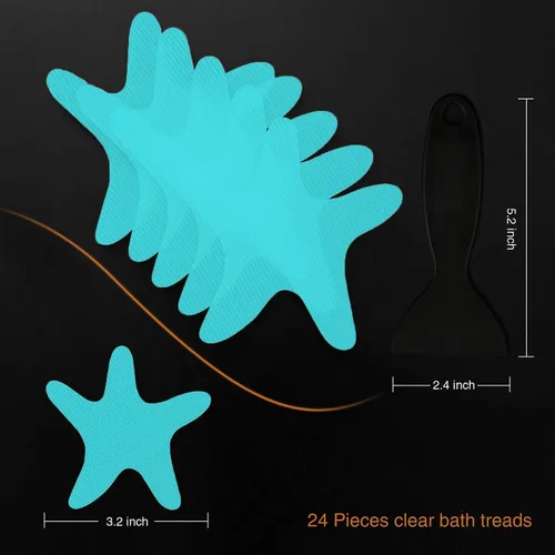 Miniatura 4 de Secopad Calcomanías antideslizantes para ducha, 24 calcomanías adhesivas de seguridad para tina con raspador de primera calidad para bañera, ducha