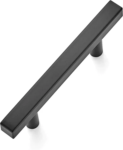 Ravinte Paquete de 1 tirador cuadrado de 5 pulgadas de acero inoxidable negro mate para cajones de cocina, manijas de gabinete de 5 pulgadas de
