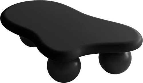 Miniatura 6 de Mesa de centro Cloud de 47.2 pulgadas con 3 patas de bola, moderna mesa central irregular para sala de estar, mesa de té pequeña baja y bonita