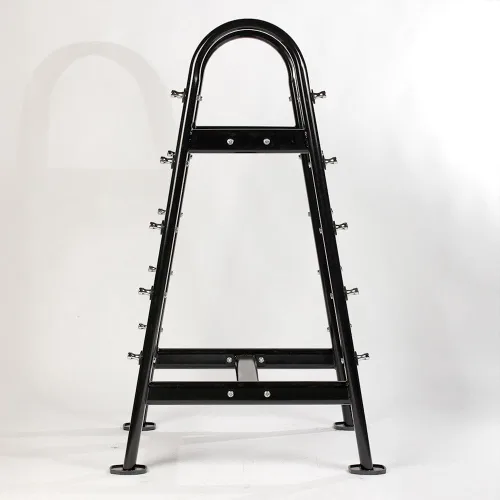 Miniatura 7 de Titan Fitness - Soporte fijo para barra de pesas con capacidad para 10 barras rectas o EZ, soporte de almacenamiento de pesas con marco en A