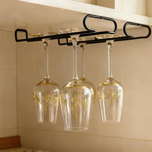 Miniatura 3 de GeLive Juego de 4 soportes para copas de gabinete de 10 pulgadas bajo estante, soporte colgante para copas de vino, organizador de almacenamiento