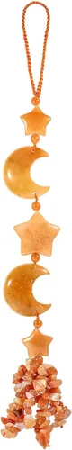 Miniatura 9 de Rockcloud Adornos colgantes hechos a mano con piedras de cristal, dijes de estrella y luna, adorno de automóvil para curación de chakras, yoga, Azul