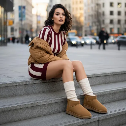 Miniatura 32 de CUSHIONAIRE, Hip 2 - Botas de nieve de gamuza auténtica para mujer, sin cordones, con cómodo forro de piel de oveja sintética + espuma viscoelástica