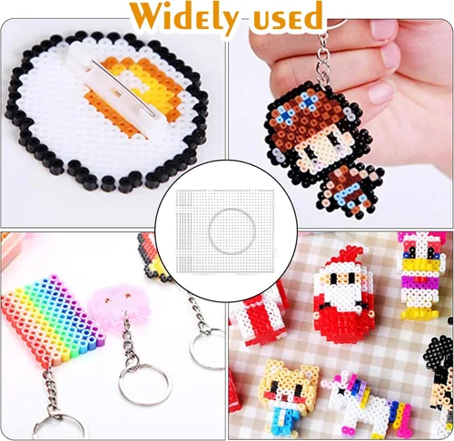 Miniatura 7 de Tableros de cuentas Perler, Dedoot 48 piezas de 5 mm de cuentas de fusible, tableros cuadrados transparentes de diseño Perler, 42 tableros + 6