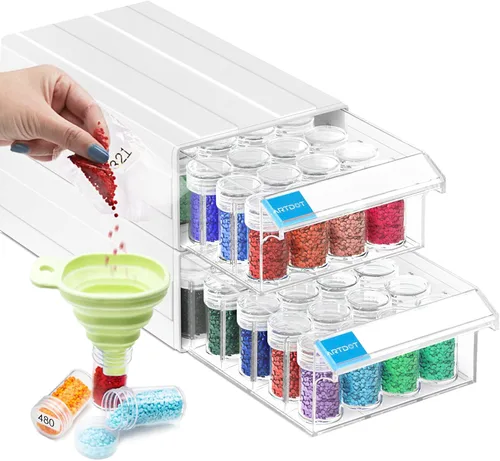 Miniatura 22 de ARTDOT Contenedor de almacenamiento de 30 ranuras para kits de arte de diamantes para adultos, cajas de almacenamiento portátiles de cuentas