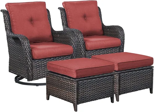 Miniatura 81 de Rilyson Mecedora de mimbre - Juego de 2 sillas mecedoras de mimbre para patio, sillas mecedoras de ratán para porche al aire libre, terraza, jardín