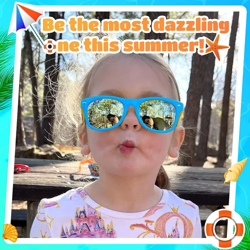 Miniatura 5 de GIFTINBOX Gafas de sol para niños a granel, paquete de 12 lentes de sol para niños con protección UV para niños y niñas, suministros de fiesta