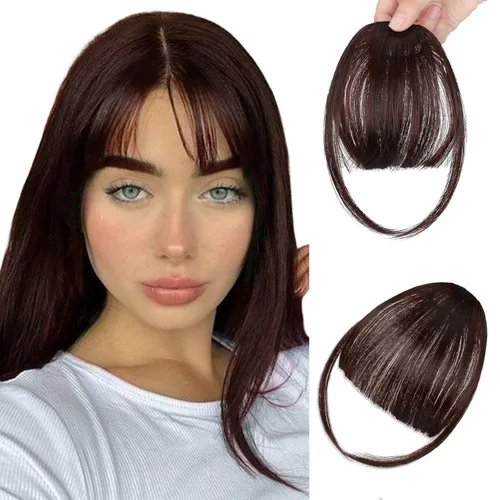 Miniatura 10 de Flequillo con clip, flequillo falso fácil de usar, flequillo de clip en flequillo, extensiones de cabello rubio francés, flequillo sintético