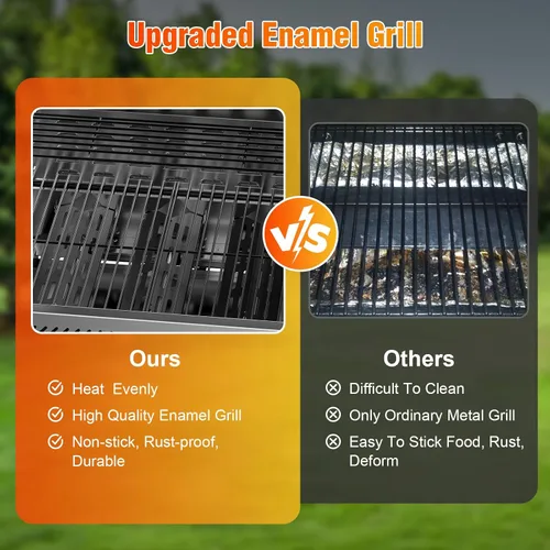 Miniatura 5 de Electactic G31 Parrilla de gas, parrilla de gas de 3 quemadores con mesas laterales plegables, parrilla BBQ de acero inoxidable de 24,000 BTU