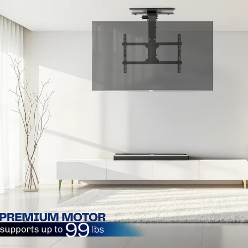 Miniatura 2 de VIVO Soporte eléctrico abatible y giratorio para TV de techo para pantallas de 37 a 70 pulgadas, soporte VESA de techo plano motorizado grande