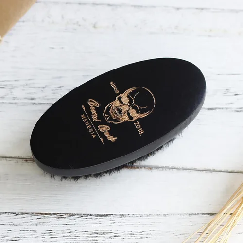 Miniatura 7 de Cepillo de barba y pelo con cerdas de jabalí negro para hombres, pequeño cepillo de madera de viaje para el bolsillo (negro)