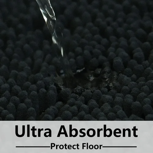 Miniatura 5 de Juegos de alfombras de baño de 2 piezas, alfombra de baño de felpilla extra suave ultra absorbente, alfombra de baño con base antideslizante de PVC