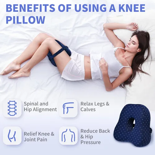 Miniatura 6 de MSJGA Almohada de rodilla para dormir de lado, almohada de rodilla, almohada de alineación para personas que duermen de lado, cojín de espuma