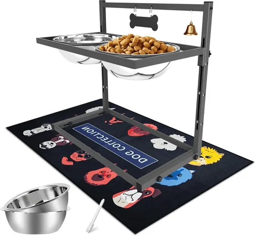 Miniatura 7 de SHAINFUN Soporte de metal con cuencos elevados para perros grandes y extra grandes, altura ajustable con dos cuencos de acero inoxidable de 101.4