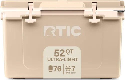 RTIC - Hielera ultraligera de 52 cuartos de galón, con pestillos de goma resistentes, paredes aisladas que mantienen el hielo frío durante días,