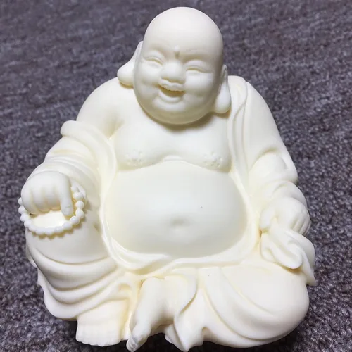 Miniatura 6 de Estatua de Buda riendo blanca para decoración de oficina en casa, pequeña figura de Buda para Feng Shui, buena suerte, riqueza y felicidad