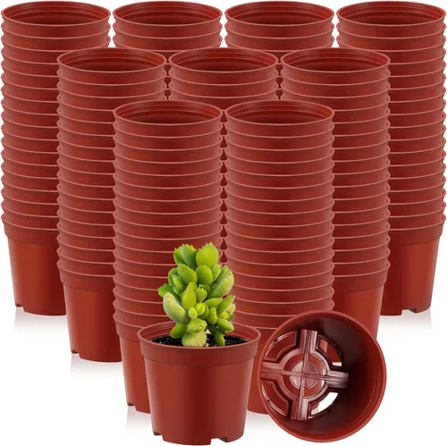 Miniatura 11 de Yaomiao 200 Piezas Macetas de Plástico Negras Mini de 2 Pulgadas para Plantas de Vivero, Macetas de Semillero Iniciador de Semillas con Agujeros