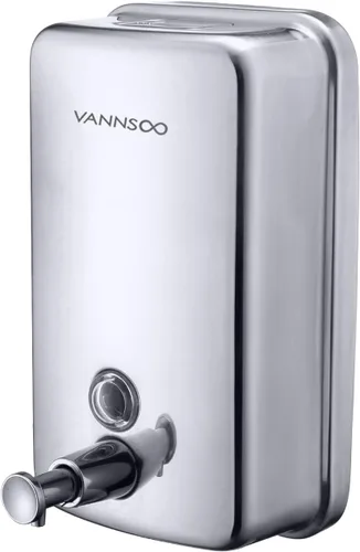 Miniatura 8 de Dispensador de jabón comercial de acero inoxidable con montaje en pared, manual, bomba líquida a prueba de óxido y sin fugas para baño