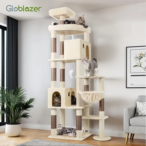 Miniatura 8 de Globlazer Árbol Gigante para Gatos, Árbol para Gatos de 83 Pulgadas para Gatos Grandes Adultos de Interior, Torre XXL para Gatos con 9 Postes