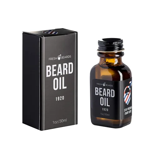 Fresh Beards Aceite para barba 1920 – Fragancia clásica de barbería – Aceite perfumado para barba y bigote para hombre – Hidratante calmante