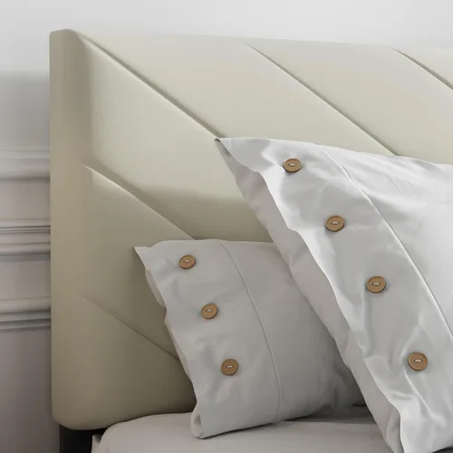 Miniatura 4 de IOILORI Base de cama de tamaño matrimonial con cabecera tapizada, listones de madera resistentes, silencioso, no requiere resortes, fácil de montar