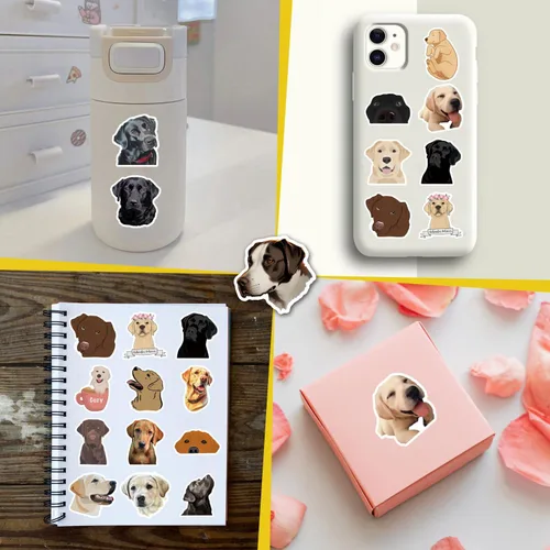 Miniatura 8 de 60 calcomanías de vinilo impermeable estético lindo dibujos animados animales perros calcomanías calcomanías para laptop, botellas de agua