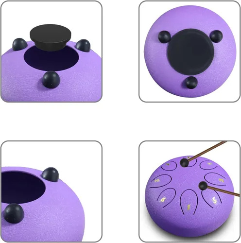 Miniatura 5 de REGIS Tambor metálico de lengüetas, de acero, 6 pulgadas, 8 notas musicales, instrumento de percusión, tambor de lluvia para exteriores, regalo