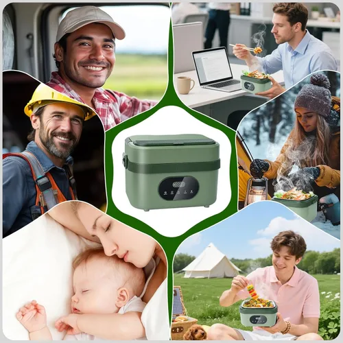 Miniatura 8 de MDHAND Lonchera térmica para hombres – Fiambrera eléctrica inalámbrica con batería de 18000 mAh para adultos trabajadores, viajeros, conductores