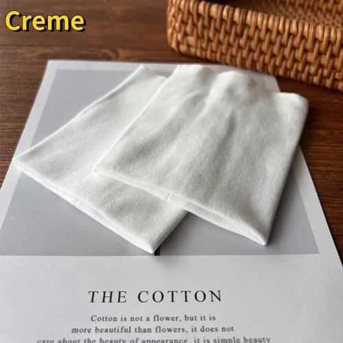 Miniatura 2 de 1 par de tela de algodón elástico de punto fino para coser camisas, tops y bricolaje (crema, 1 par)