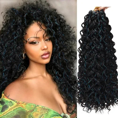 Miniatura 15 de GoGo Curl Crochet Hair 18 pulgadas onda de agua pelo sintético bohemio ganchillo trenzado jengibre onda profunda extensiones de cabello trenzado