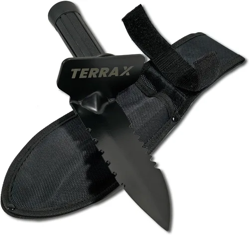 Miniatura 3 de TerraX Master Digger - Pala con mango en T de raíz/césped de 34 pulgadas y excavadora de mano de doble dentada con funda para cinturón, paisajismo