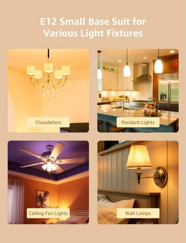 Miniatura 5 de Lepro Bombillas LED de araña equivalentes a 60 W, bombillas de candelabro regulables E12 para ventilador de techo y candelabro, bombillas de Blanco