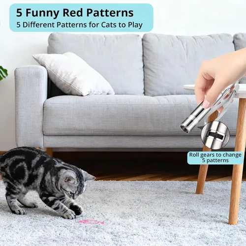 Miniatura 4 de Waputne Puntero de Juguete para Gatos de Interior, 2 Piezas, Juguetes para Gatitos Recargables por USB con 7 Patrones Ajustables, Juguetes