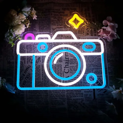 Miniatura 2 de Luz de neón para cámara de fotografía, letreros de neón LED regulables para decoración de pared, sala de amantes de la fotografía, regalo