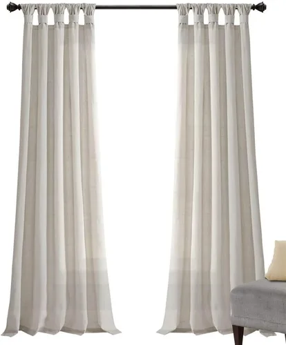 Miniatura 12 de Lush Decor Par de cortinas de ventana con solapas anudadas de yute, 45" x 84", azul