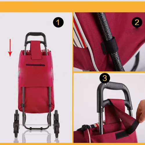 Miniatura 5 de THEGA Bolsa de repuesto plegable para carrito de compras de 35 litros, bolsa de almacenamiento impermeable de tela Oxford, bolsa de repuesto