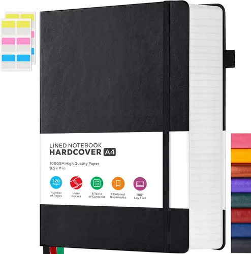 Miniatura 13 de FOCUS DAY Cuaderno de Cuero con Páginas Rayadas, 320 Páginas Cuaderno de Tapa Dura para Escribir y Tomar Notas para Mujeres y Hombres, B5