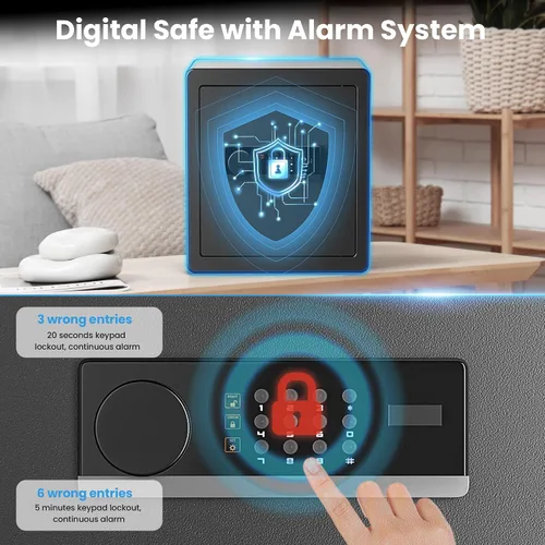 Miniatura 4 de Locksworth Caja de seguridad electrónica antirrobo de 2.0 pies cúbicos, con bolsa impermeable ignífuga para objetos de valor de dinero, caja