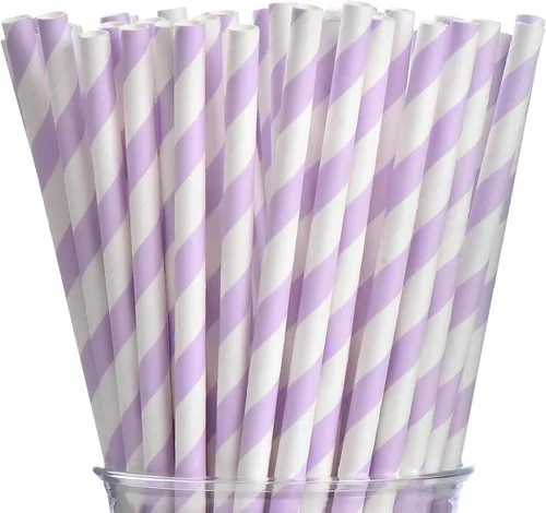 Miniatura 6 de Pajitas de papel a rayas verdes a granel, pajitas desechables verdes y blancas de papel biodegradable para tartas para manualidades (paquete de 100)