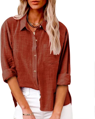Miniatura 120 de SMIDOW Camisa de algodón y lino con botones para mujer